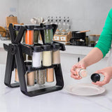 Rotating Spice Rack Organizer 18 Jars Black