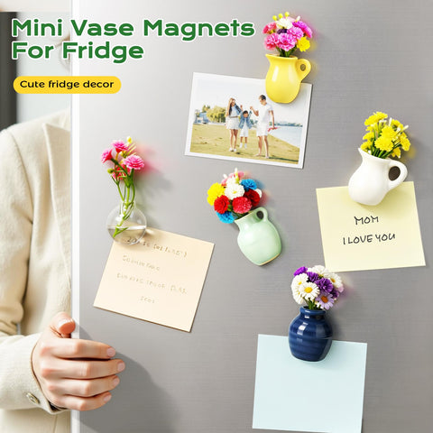 Fridge Magnets Mini Ceramic Vases 8 Pack