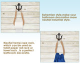 Nautical Toilet Paper Holder Beach-themed Wall-Mounted Anchor Rope Hand Towel Holder for Bathroom Lake House Decor