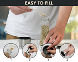 Salt and Pepper Grinder 7.9 Inch Premium 304 Stainless Steel Adjustable Pepper Mill Tall Size Manual Glass Bottle Shaker for Home, Kitchen, Barbecue